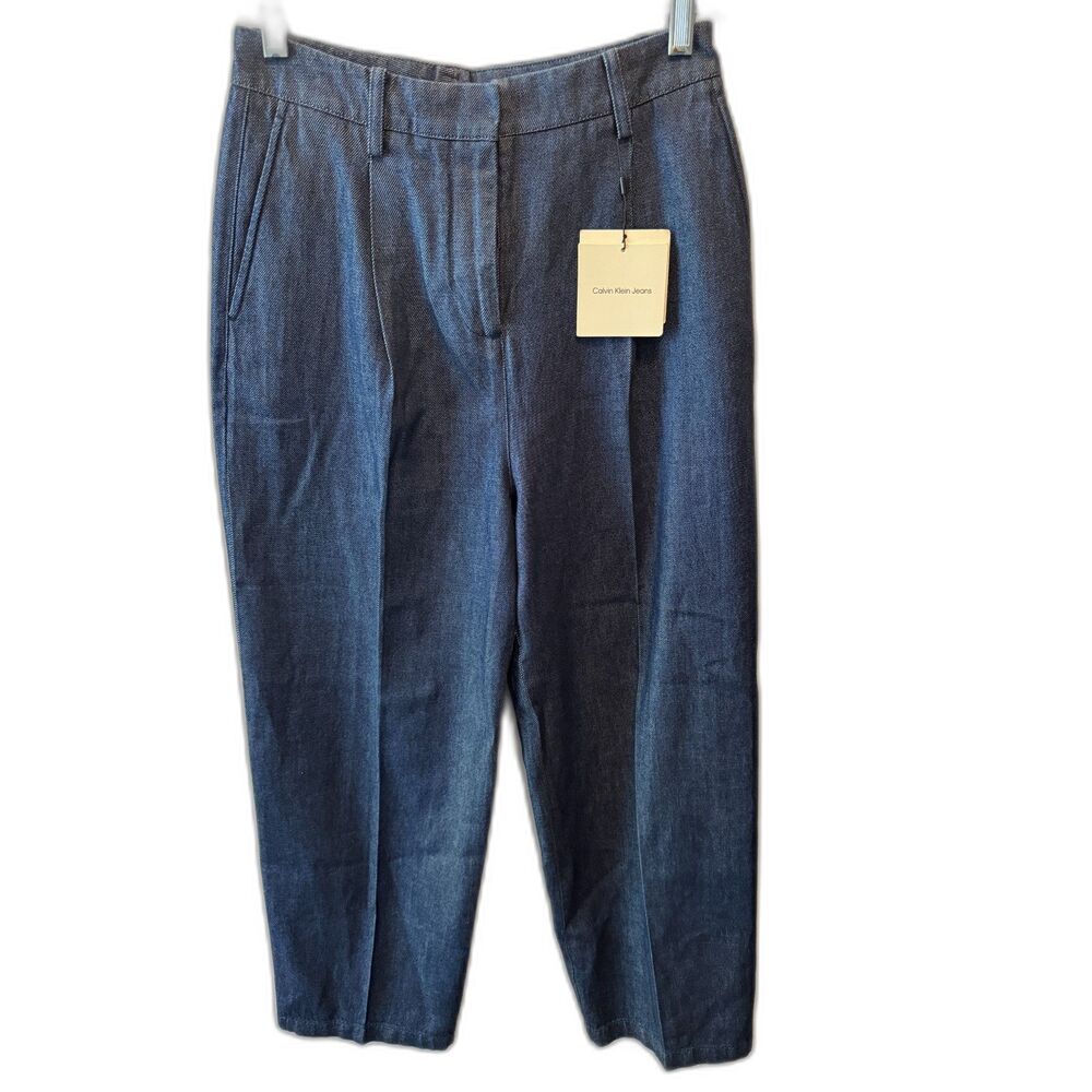 Calvin Klein Jeans Women’s 26R Dark Indigo Pleated Trouser Jeans Tailored Pants